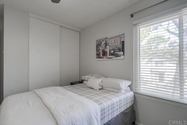 bedroom featuring multiple windows and a closet