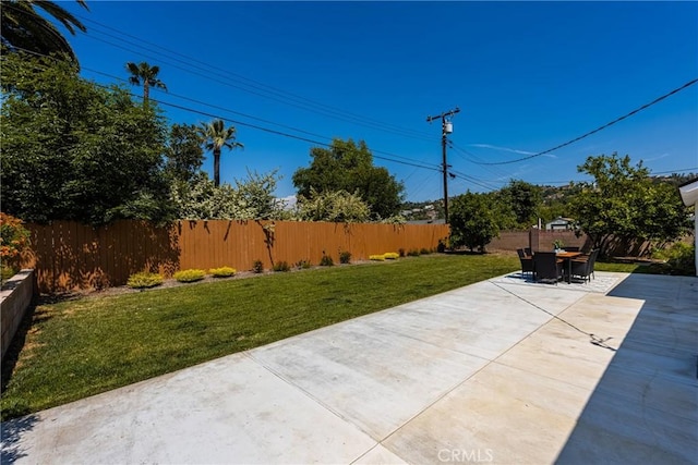 view of patio featuring a fenced backyard