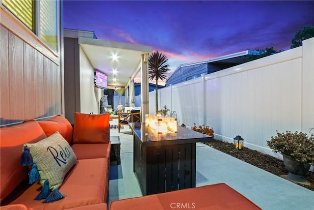 3595 Santa Fe Ave, Long Beach, CA 90810 - view of patio featuring a fenced backyard, outdoor lounge area, and outdoor dining space