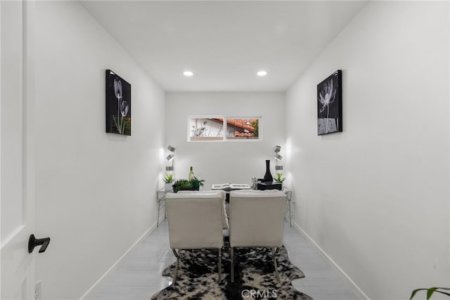 office area with baseboards and recessed lighting