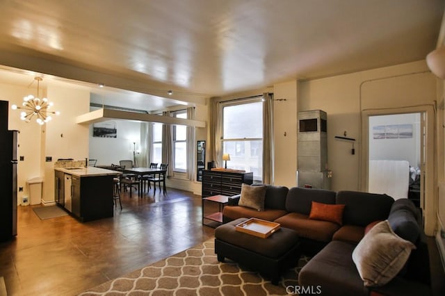 215 W 7th St Unit 803, Los Angeles, CA 90014 - living area with a chandelier and wood finished floors