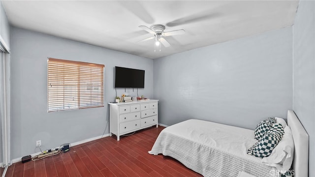 6048 Fidler Ave, Lakewood, CA 90712 - bedroom featuring dark wood-type flooring, baseboards, and ceiling fan