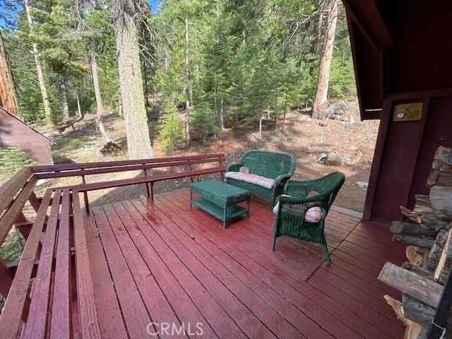 38784 Aspen Ln, Mineral, CA 96063 - wooden terrace with an outdoor hangout area