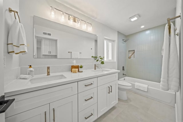 223 Cottingham Ct, Oceanside, CA 92054 - full bathroom with double vanity, shower / bath combination, and tile patterned floors