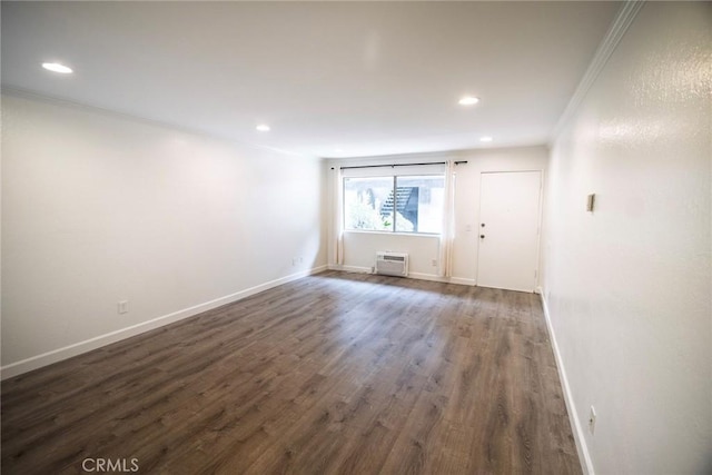 240 W Verdugo Ave Unit K, Burbank, CA 91502 - unfurnished room featuring baseboards, ornamental molding, recessed lighting, and dark wood-style floors