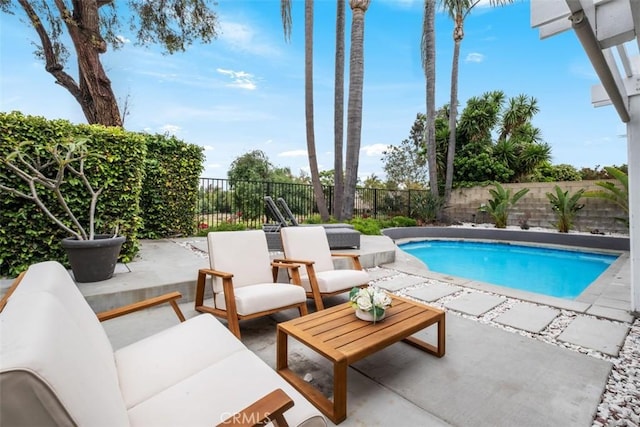 8 Recodo, Irvine, CA 92620 - view of swimming pool with a patio area, a fenced backyard, and an outdoor living space