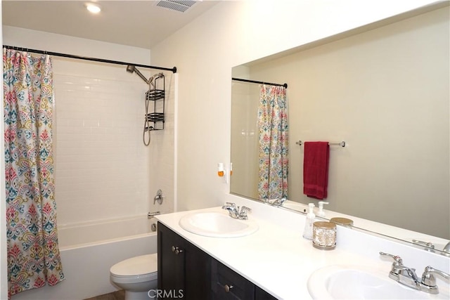 1322 Division Ct, Hemet, CA 92543 - bathroom with double vanity and shower / bath combo with shower curtain