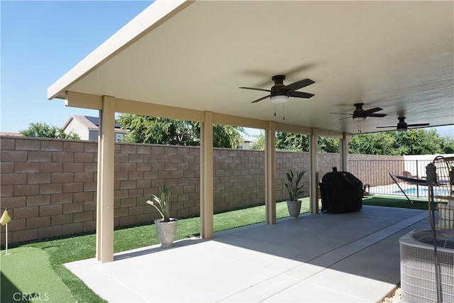 1322 Division Ct, Hemet, CA 92543 - view of patio with a ceiling fan and area for grilling
