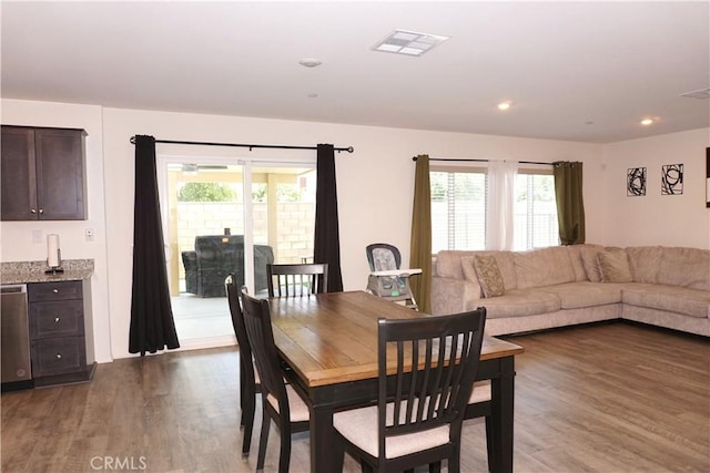 1322 Division Ct, Hemet, CA 92543 - dining space featuring plenty of natural light, dark wood-style floors, and recessed lighting