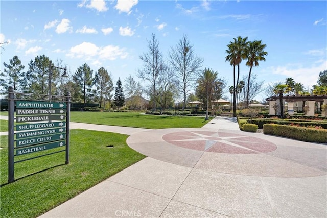 view of property's community featuring a yard