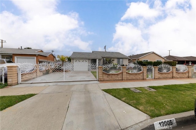 12005 Washington Blvd, Whittier, CA 90606 - ranch-style house featuring concrete driveway, a garage, a gate, and stucco siding