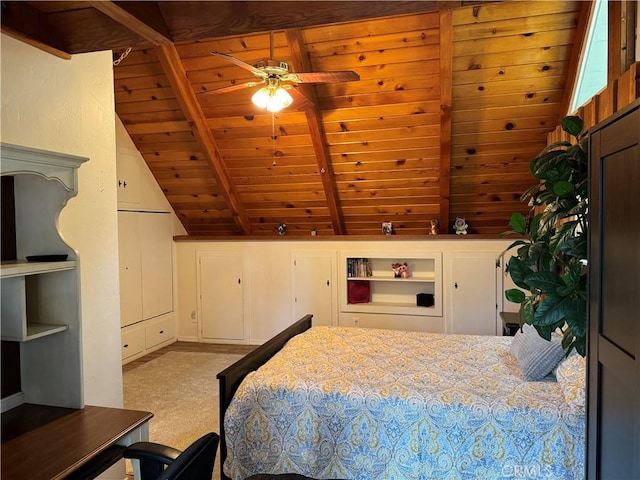 31347 Oakleaf Dr, Running Springs, CA 92382 - bedroom featuring lofted ceiling with beams and wood ceiling