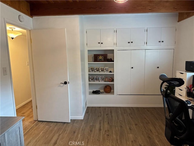 31347 Oakleaf Dr, Running Springs, CA 92382 - office space with baseboards and wood finished floors