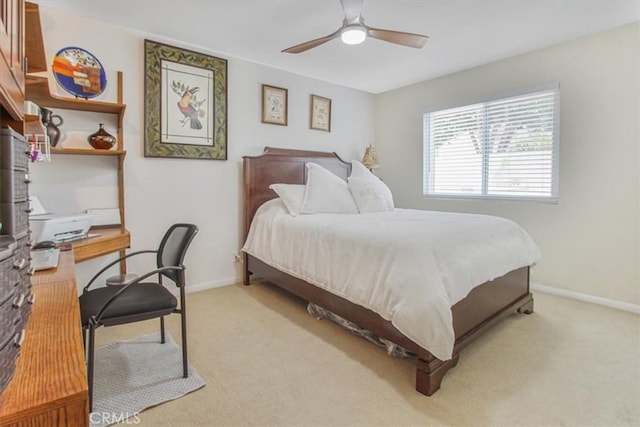 4433 E Justice Cir, Orange, CA 92869 - bedroom with baseboards, ceiling fan, and light colored carpet
