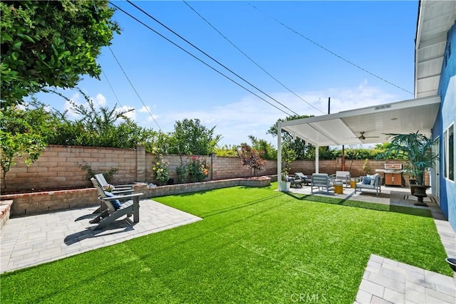 1614 Amelia Ave, San Pedro, CA 90731 - view of yard with ceiling fan, a patio area, and an outdoor living space