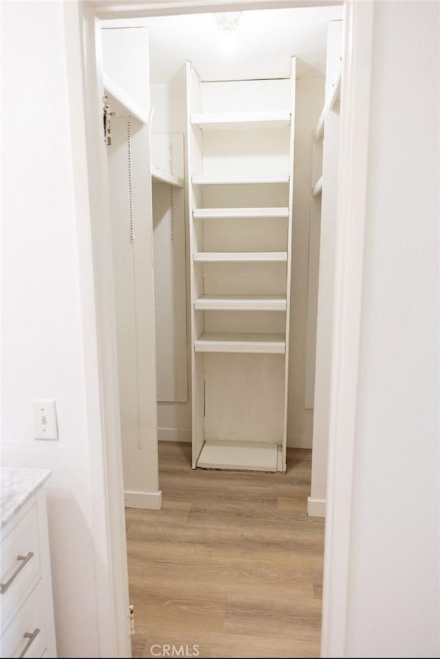 spacious closet with light wood finished floors