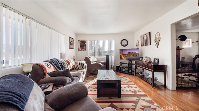 living area featuring light wood-style floors