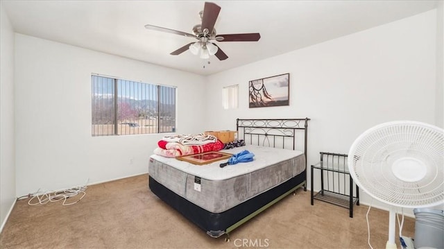 bedroom with carpet flooring and ceiling fan