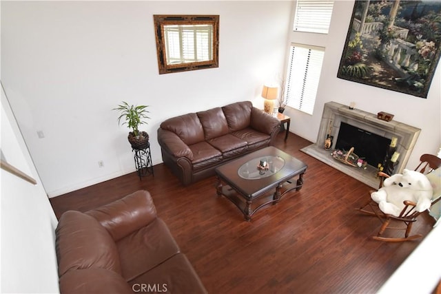 5727 E Stillwater Ave Unit 5, Orange, CA 92869 - living area with a fireplace and wood finished floors