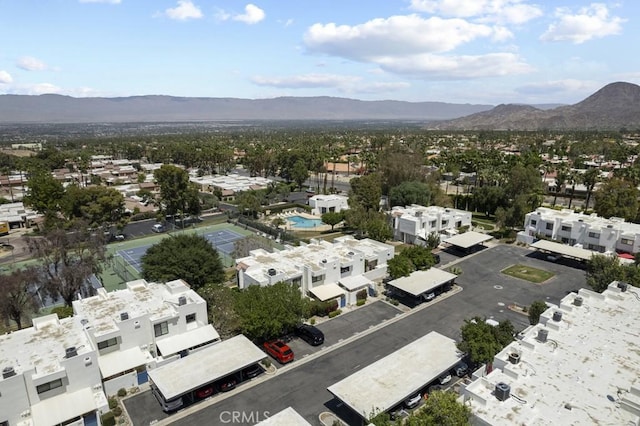 bird's eye view with a mountain view