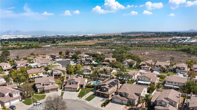 aerial view featuring a residential view and a mountain view