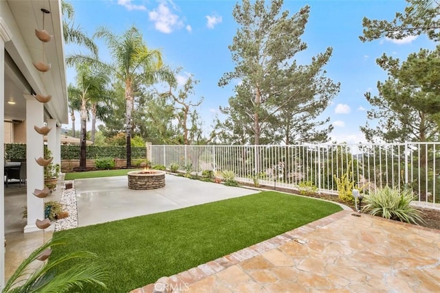 534 S Laureltree Dr, Anaheim Hills, CA 92808 - view of yard featuring a fire pit and a patio area