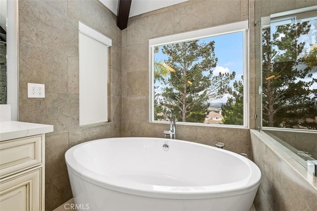 534 S Laureltree Dr, Anaheim Hills, CA 92808 - bathroom featuring plenty of natural light, a soaking tub, and vanity
