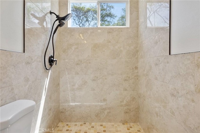 full bathroom with toilet and tiled shower