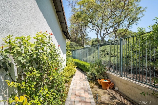 view of yard featuring fence