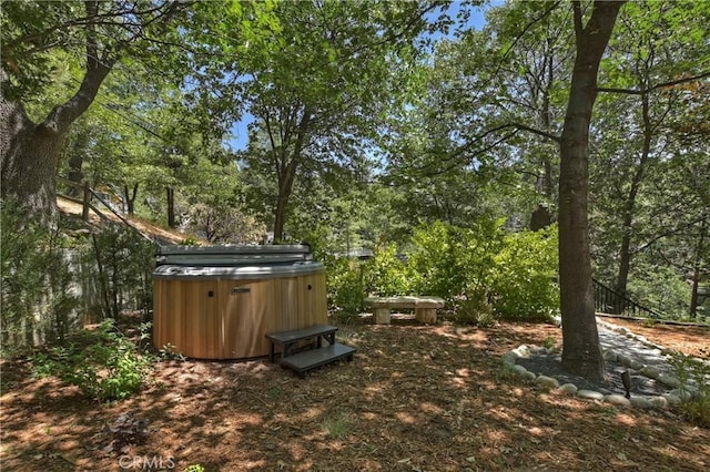 28805 N Shore Rd, Lake Arrowhead, CA 92352 - view of yard featuring a hot tub