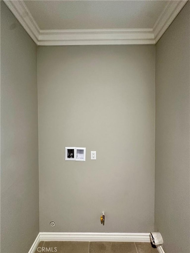 laundry room featuring crown molding, laundry area, gas dryer hookup, and hookup for a washing machine