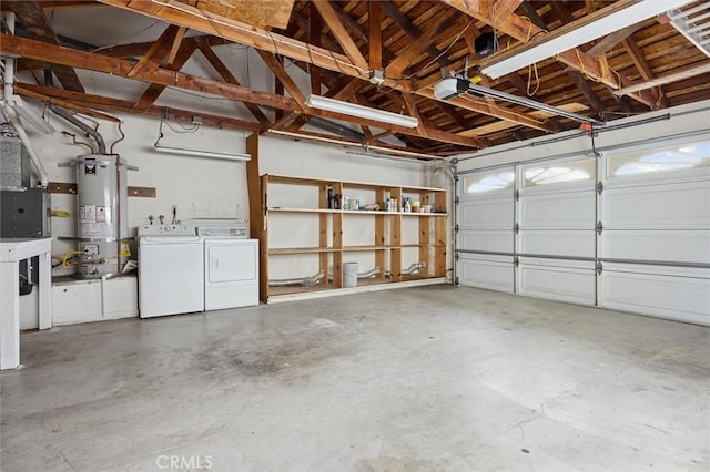 2132 El Dorado St, Los Osos, CA 93402 - garage featuring secured water heater, washer and clothes dryer, and a garage door opener