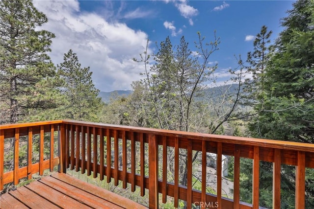 deck with a mountain view