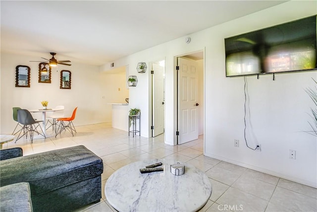 1100 E Amado Rd Unit 11A1, Palm Springs, CA 92262 - tiled living area featuring ceiling fan