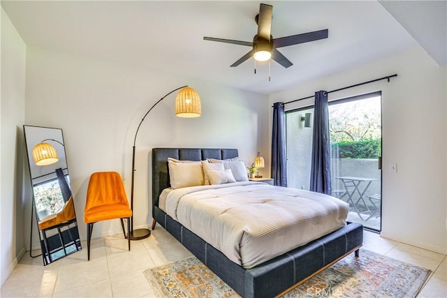 1100 E Amado Rd Unit 11A1, Palm Springs, CA 92262 - bedroom featuring access to outside, multiple windows, light tile patterned flooring, and baseboards