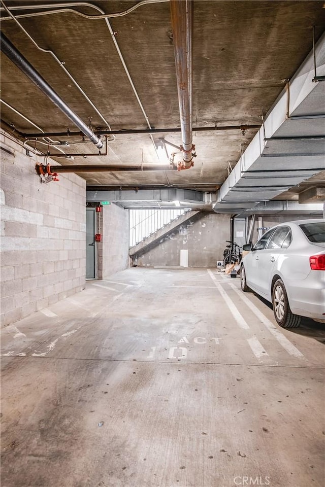 1401 S Bentley Ave Unit 203, Los Angeles, CA 90025 - parking deck with concrete block wall