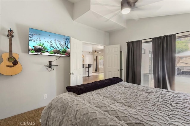 41787 Humber Dr, Temecula, CA 92591 - carpeted bedroom with ceiling fan and lofted ceiling