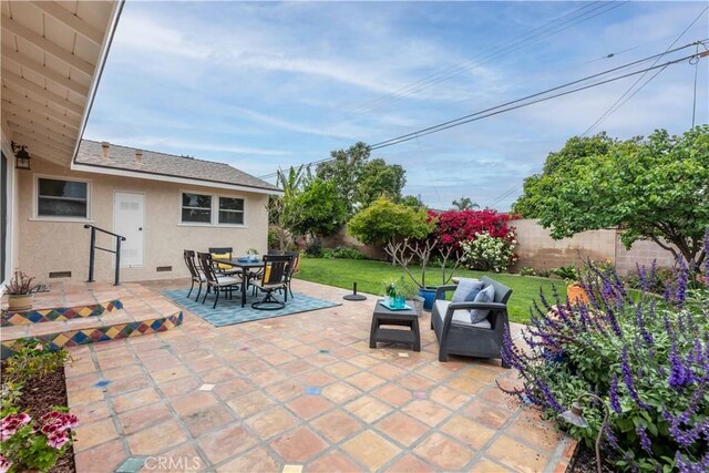 view of patio / terrace featuring an outdoor hangout area