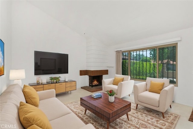 2797 Persimmon Pl, Riverside, CA 92506 - living area featuring high vaulted ceiling and a fireplace
