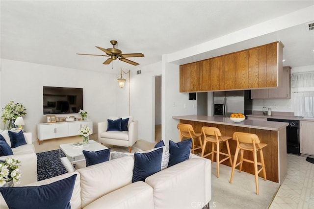 2797 Persimmon Pl, Riverside, CA 92506 - living area with ceiling fan and visible vents