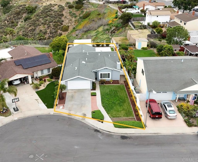 drone / aerial view with a residential view