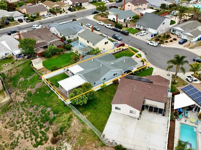 drone / aerial view with a residential view