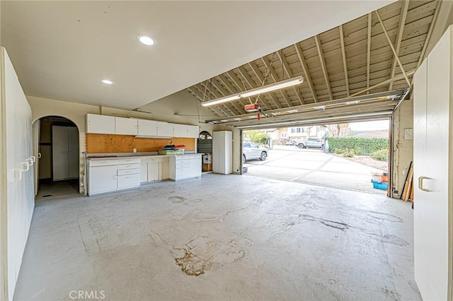garage with a garage door opener