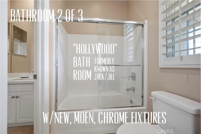 473 Periwinkle St, Fullerton, CA 92835 - bathroom featuring toilet, enclosed tub / shower combo, and vanity