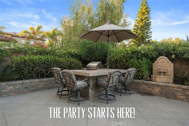 473 Periwinkle St, Fullerton, CA 92835 - view of patio / terrace featuring an outdoor bar, a grill, and an outdoor kitchen