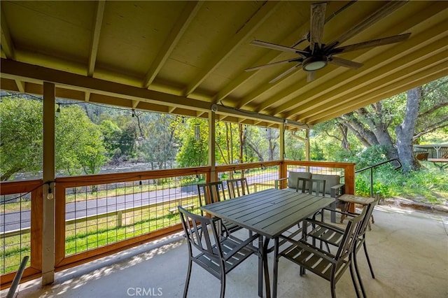 view of patio / terrace with outdoor dining area and ceiling fan