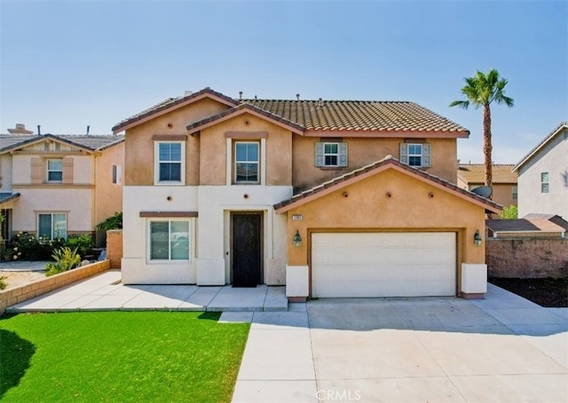 12851 Oakdale St, Eastvale, CA 92880 - multi unit property featuring concrete driveway, stucco siding, a garage, and a tile roof
