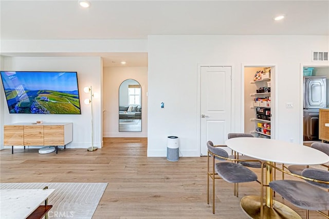 11751 Florence Ave, Santa Fe Springs, CA 90670 - dining room featuring recessed lighting, baseboards, visible vents, and light wood-type flooring