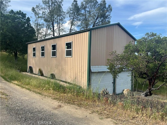 view of home's exterior with board and batten siding