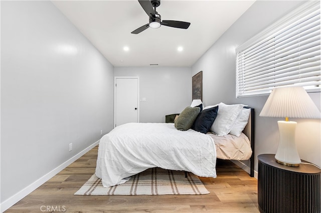 12748 Paramount Blvd, Downey, CA 90242 - bedroom featuring light wood-style floors, recessed lighting, and ceiling fan